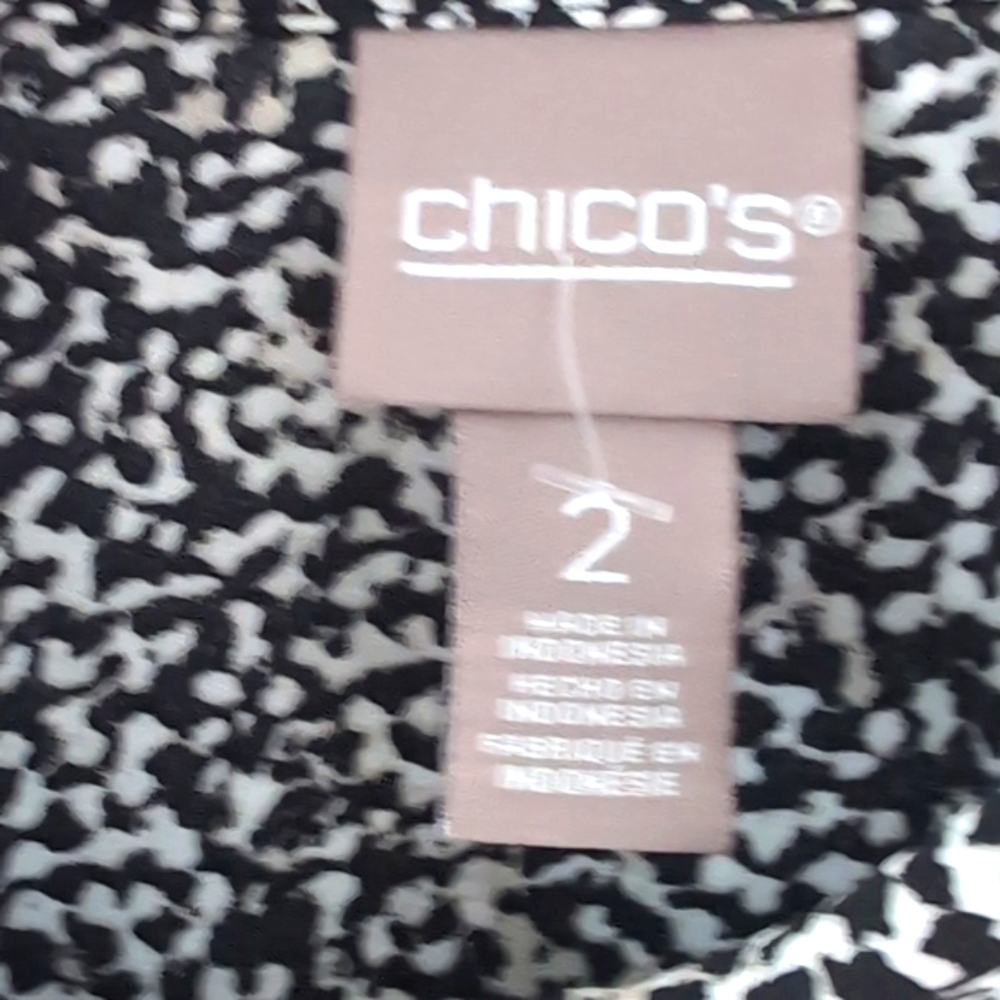 Chico's Size 2 Large 12 Black & White Oversized Button Down Shirt Long Sleeve - Picture 5 of 13